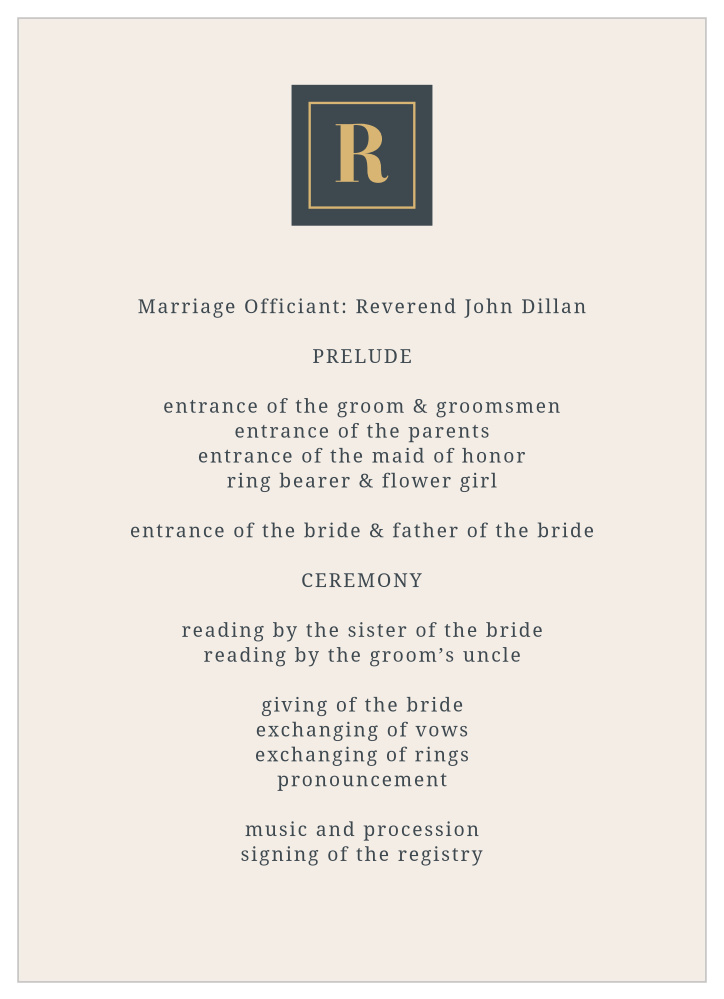Trimmed In Gold Wedding Programs