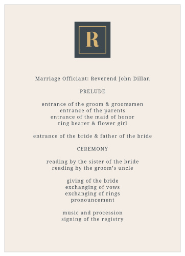 Trimmed In Gold Wedding Programs