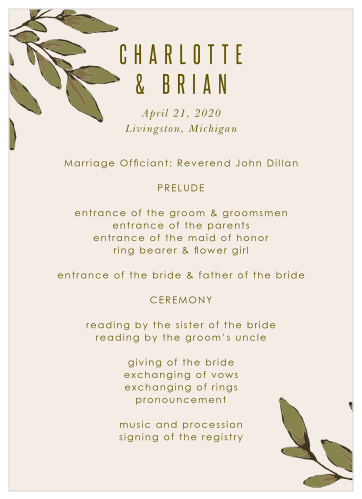 Whimsical Wonderland Wedding Programs