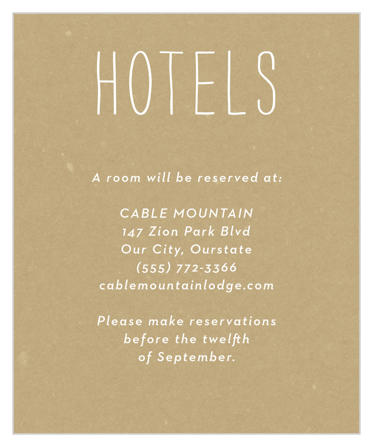 Big Type Accommodation Cards