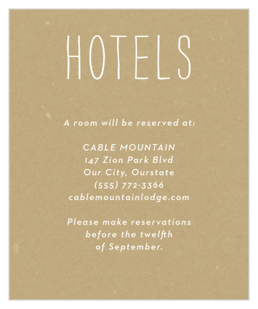 Big Type Accommodation Cards