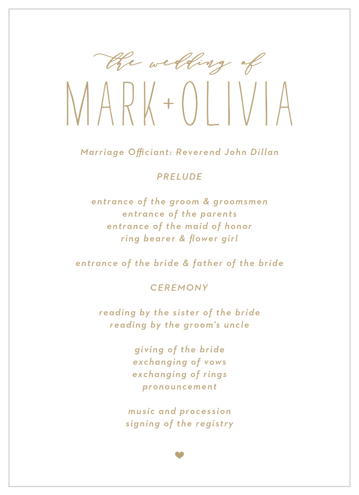 Big Type Wedding Programs