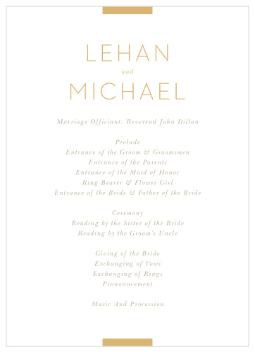 Simply Stated Wedding Programs