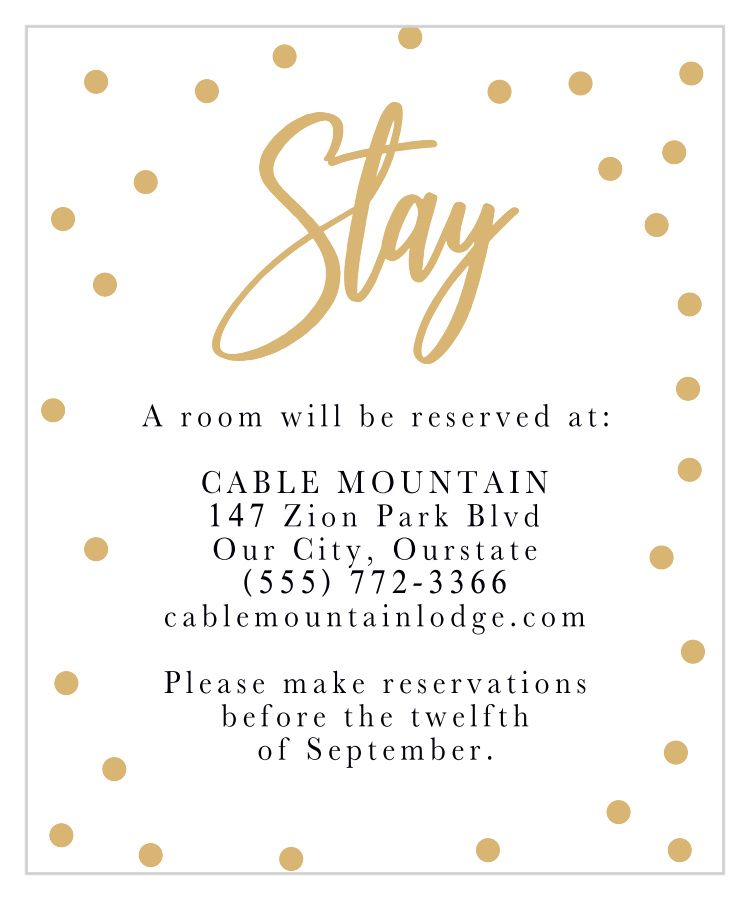 Golden Excitement Accommodation Cards