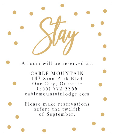 Golden Excitement Accommodation Cards
