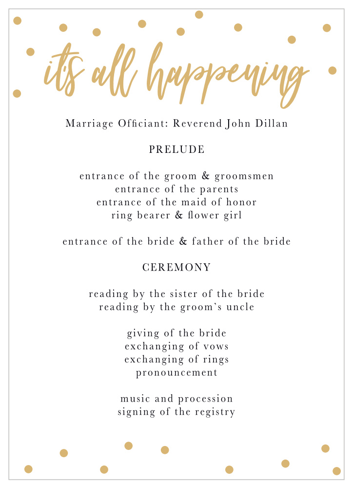 Golden Excitement Wedding Programs
