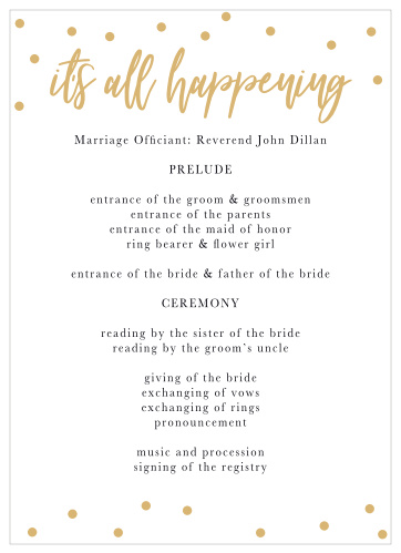 Golden Excitement Wedding Programs