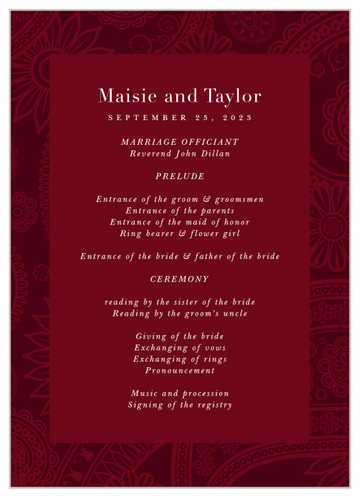 Forever Paisley Wedding Programs