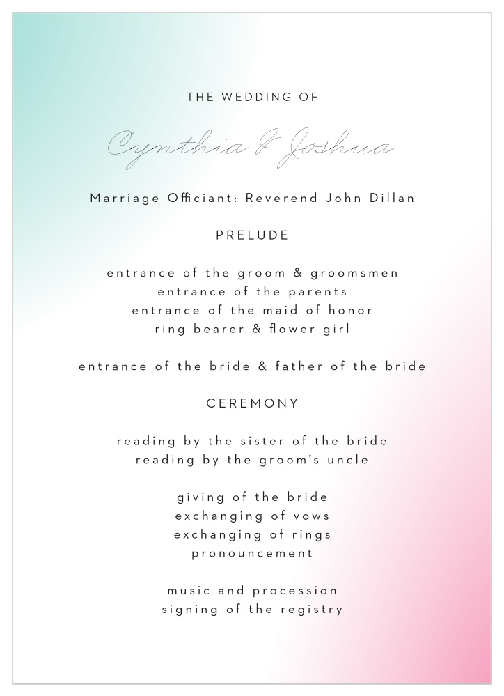 Polarized Allure Wedding Programs