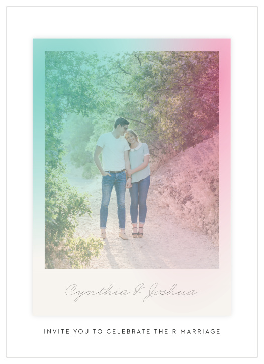 Tastefully pair the vintage polaroid with modern minimalism for our Polarized Allure Wedding Invitations. 