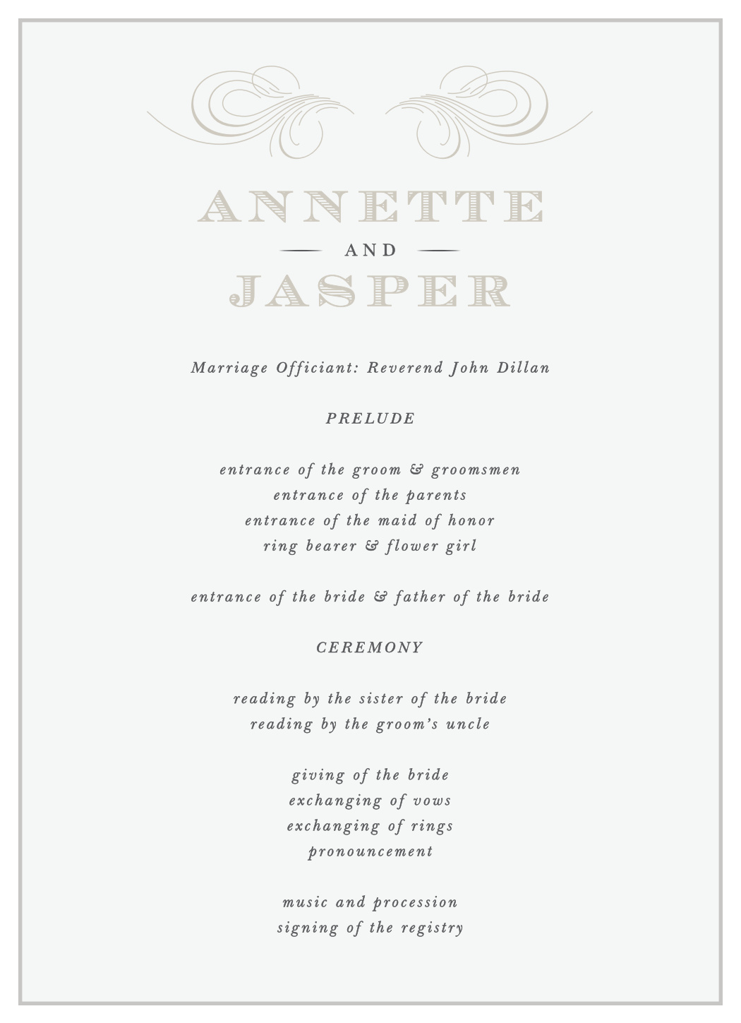 Streamlined Scroll Wedding Programs