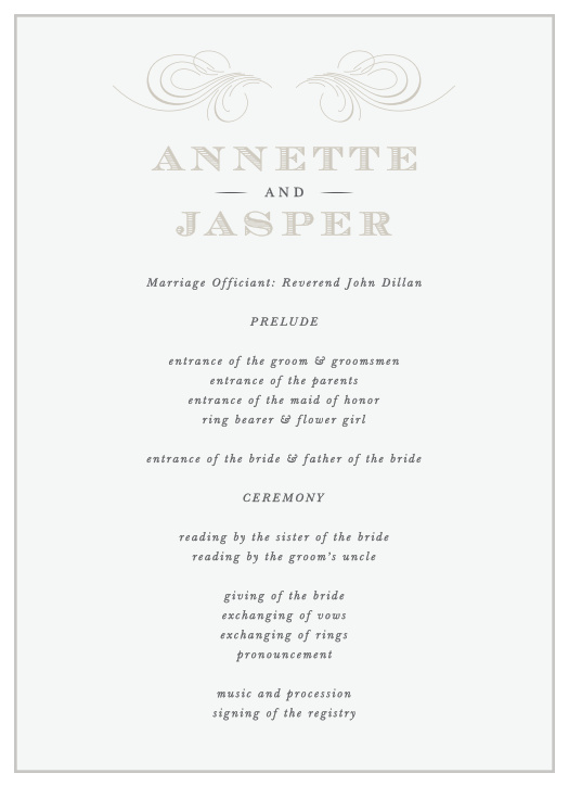 Streamlined Scroll Wedding Programs
