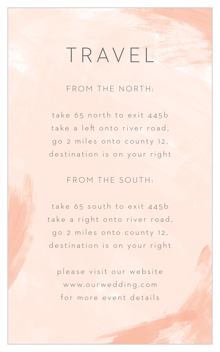 Watercolor Strokes Wedding Direction Cards