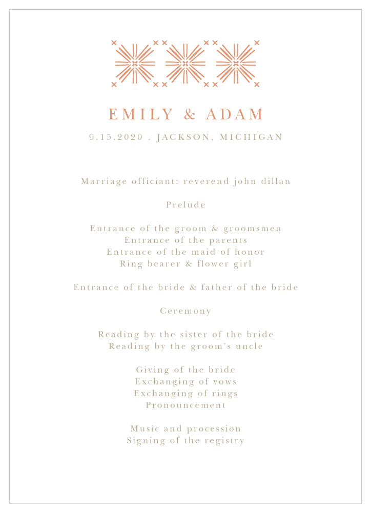 Pattern Play Wedding Programs