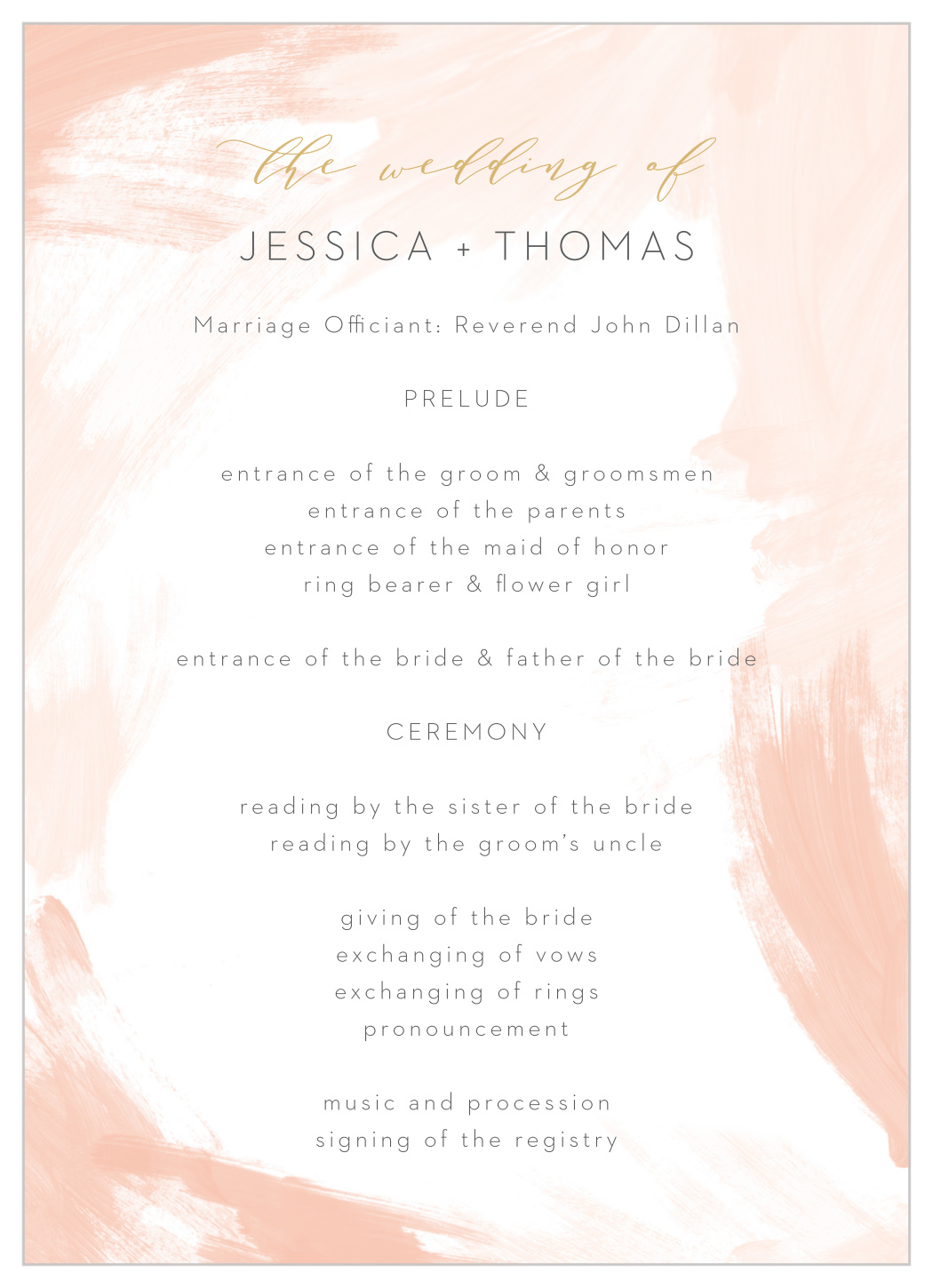 Watercolor Strokes Wedding Programs