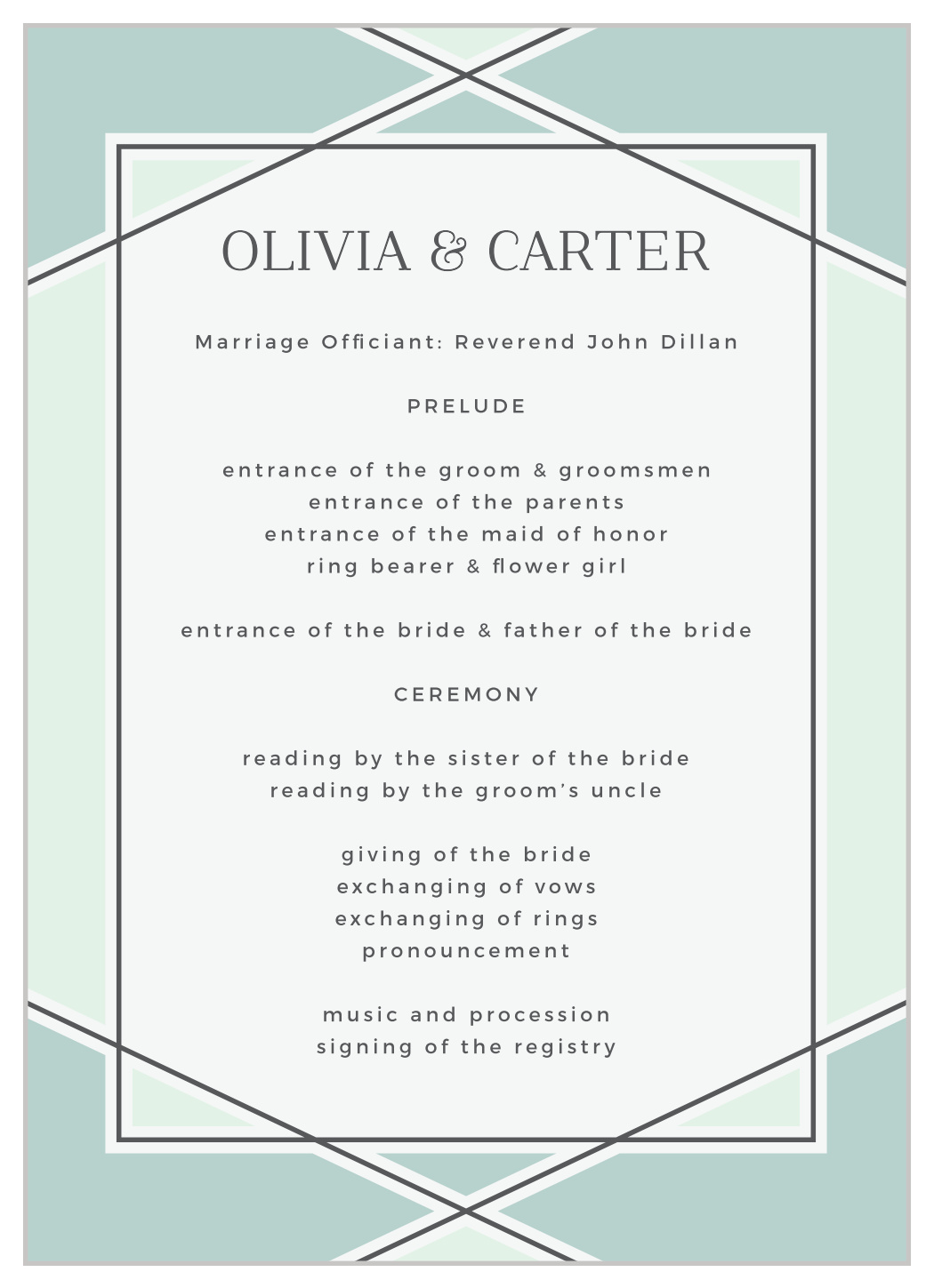 Simple Lines Wedding Programs