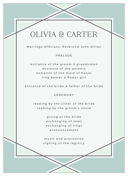 Simple Lines Wedding Programs