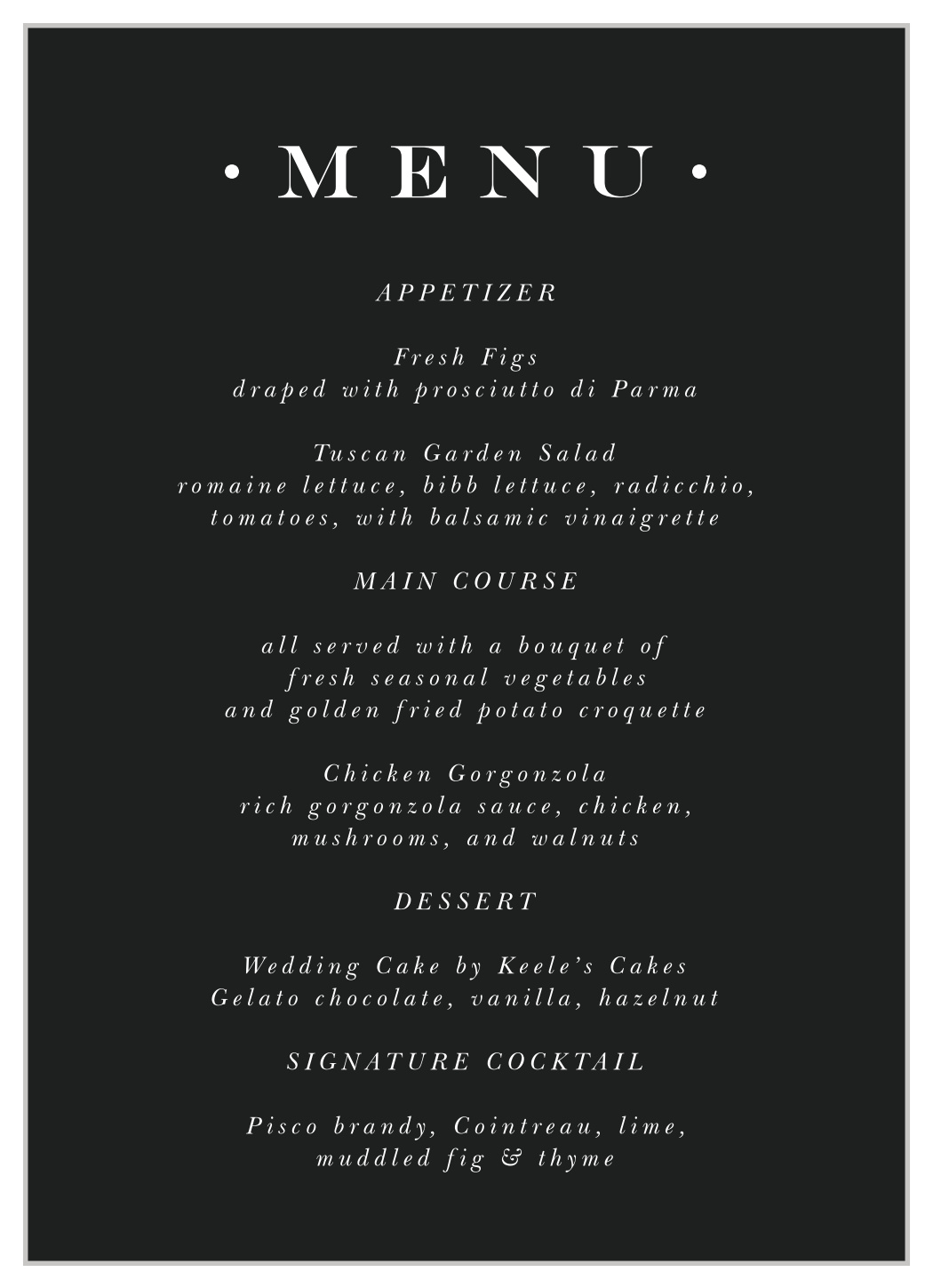 Best Day Ever Wedding Menus