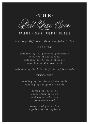 Lay out your ceremony with our Best Day Ever Wedding Programs. 