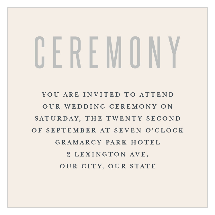 Traditionally Formal Ceremony Cards