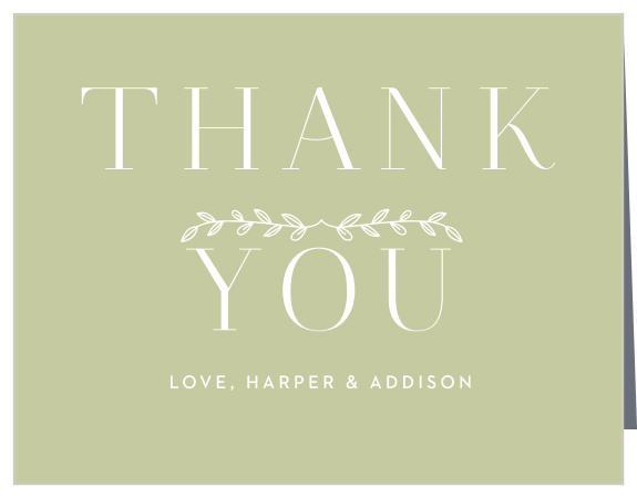 Leafy Accents Wedding Thank You Cards