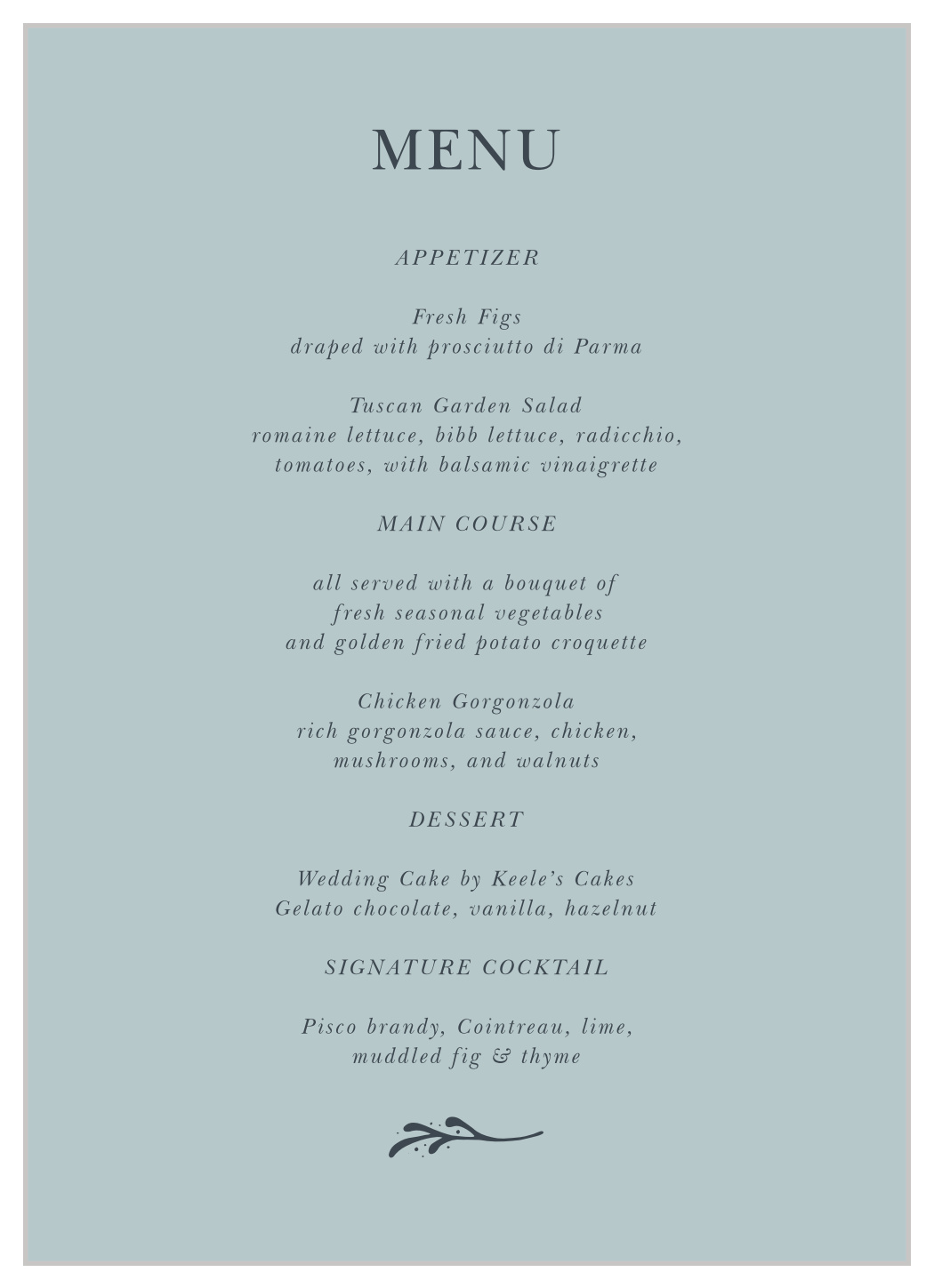 Entwined Blocks Wedding Menus