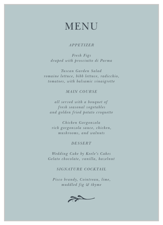 Entwined Blocks Wedding Menus