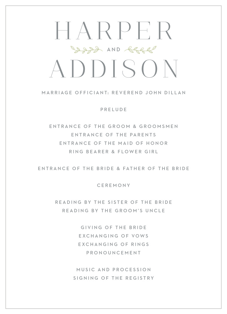 Leafy Accents Wedding Programs