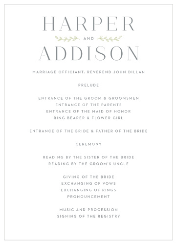 Leafy Accents Wedding Programs
