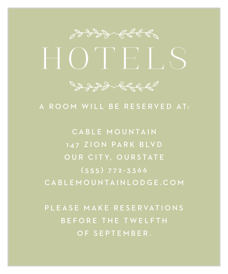 Leafy Accents Accommodation Cards