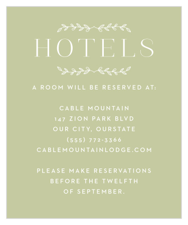 Leafy Accents Accommodation Cards