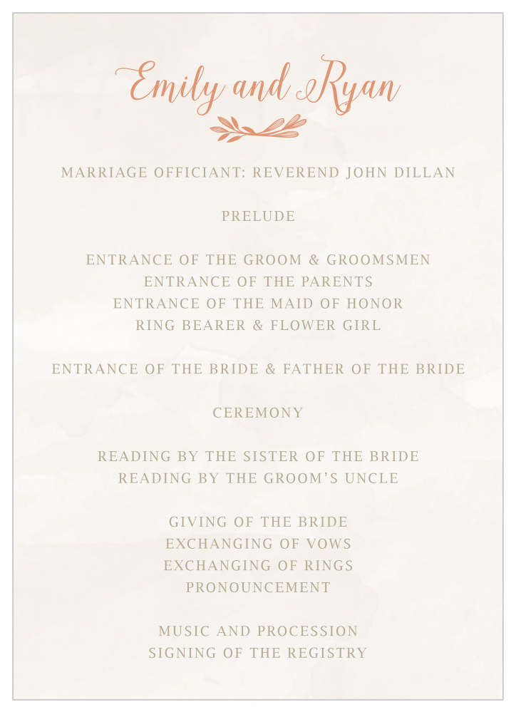 Hexagon Botanicals Wedding Programs