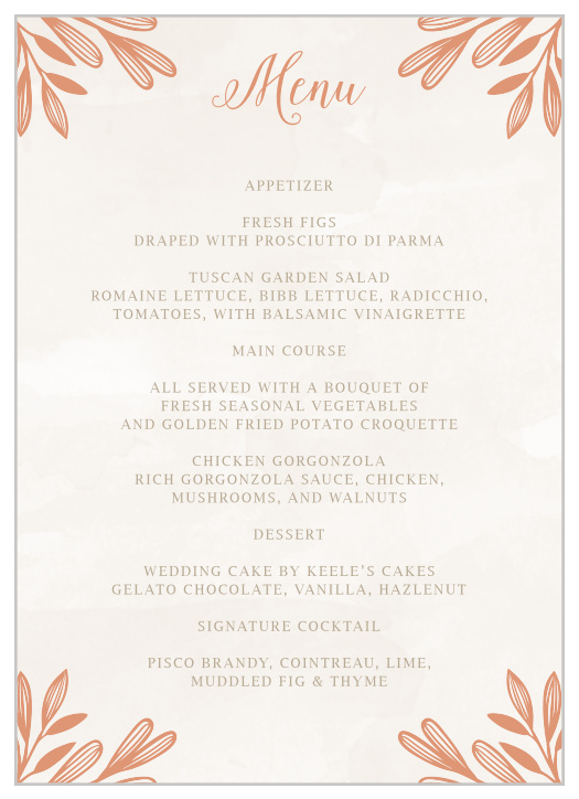 Hexagon Botanicals Wedding Menus