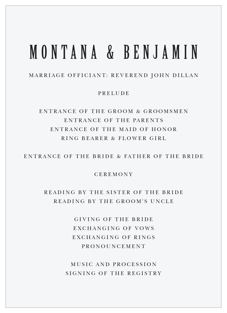 Simply Spoken Wedding Programs