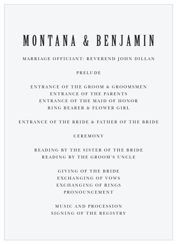 Simply Spoken Wedding Programs