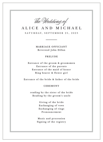 Monogram Square Wedding Programs