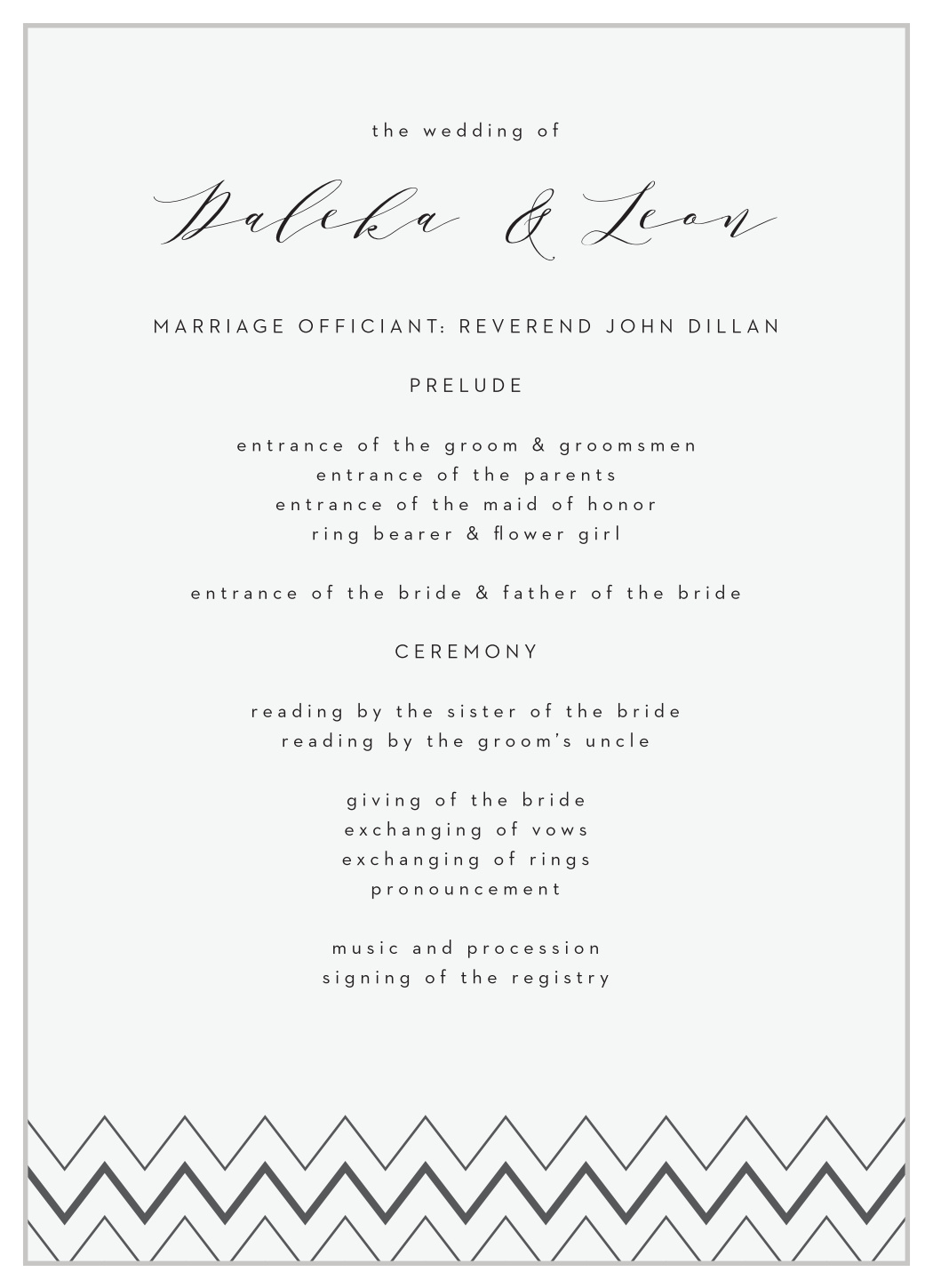 Chevron Ornamental Frame Wedding Programs