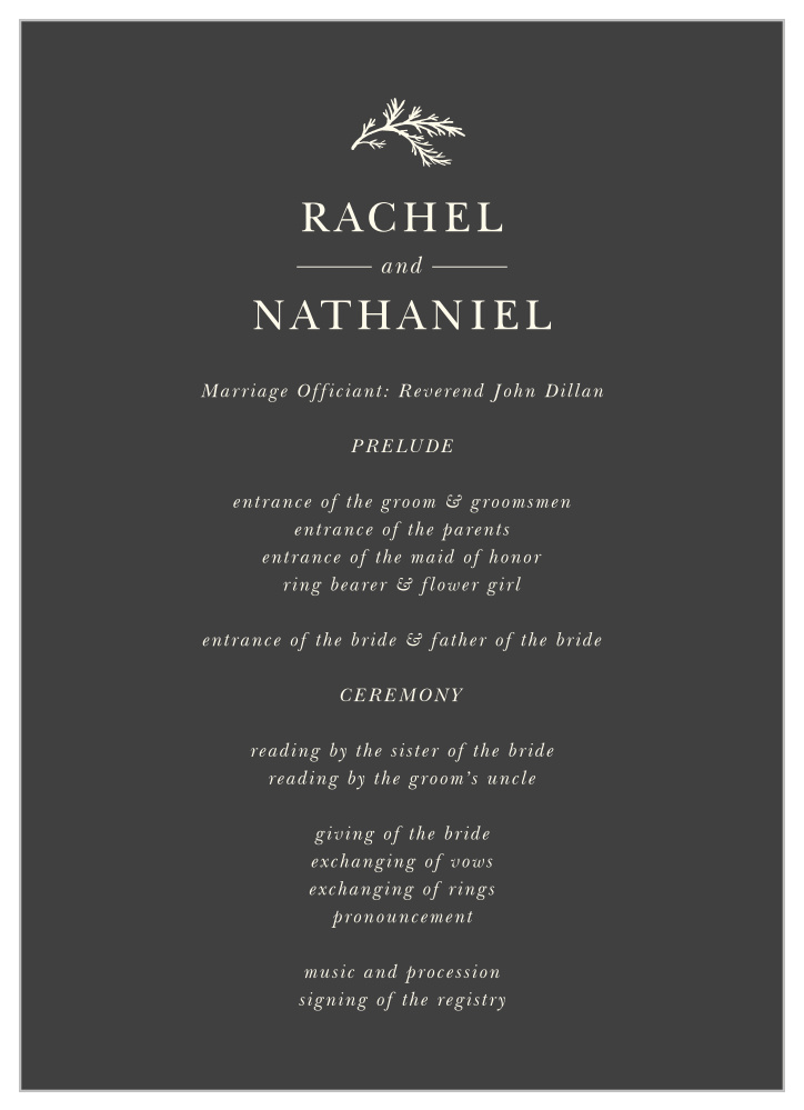 Modern Honor Wedding Programs