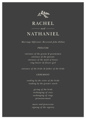 Modern Honor Wedding Programs