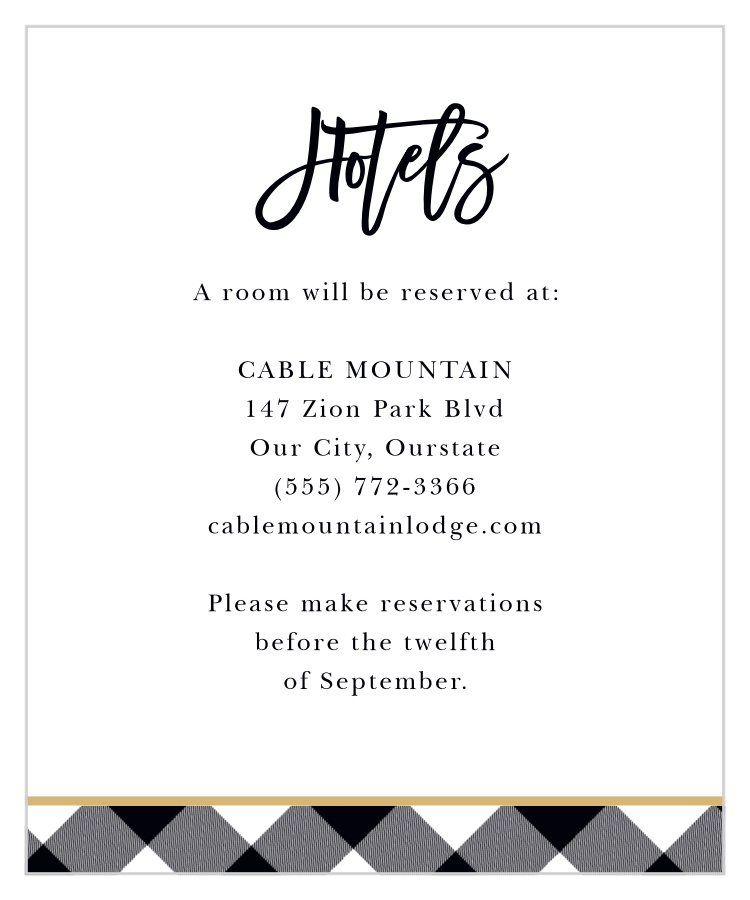 Warm Woods Wedding Accommodation Cards
