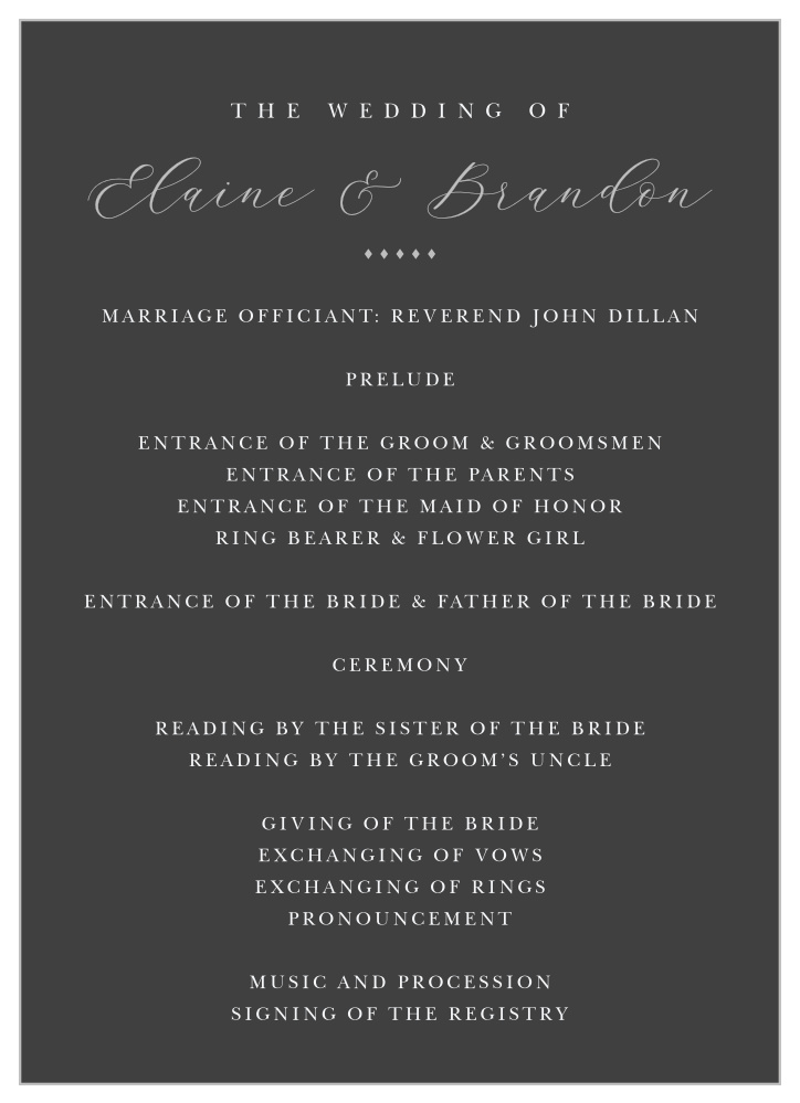 Matilda Dots Wedding Programs