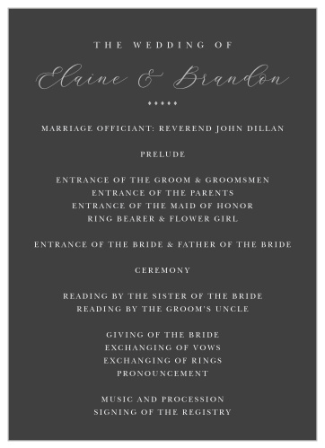 Matilda Dots Wedding Programs