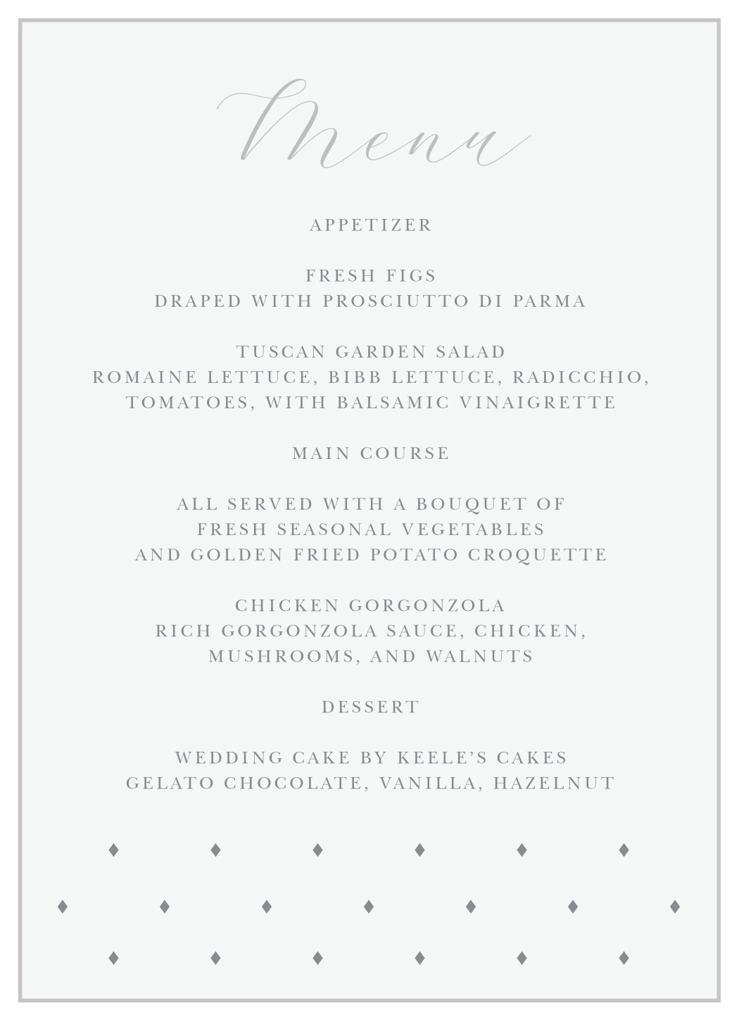 Matilda Dots Wedding Wedding Menus
