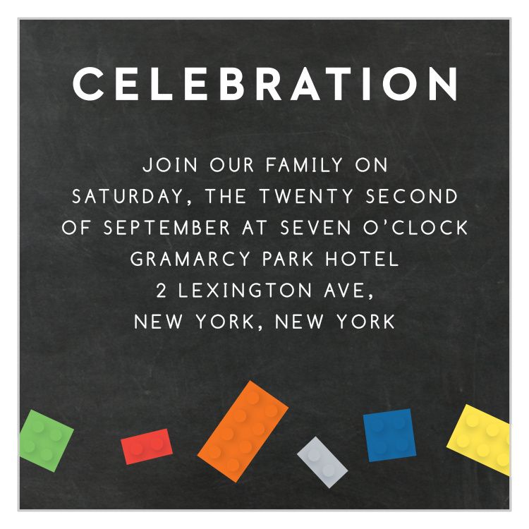 Building Blocks Bar Mitzvah Reception Cards