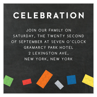 Building Blocks Bar Mitzvah Reception Cards