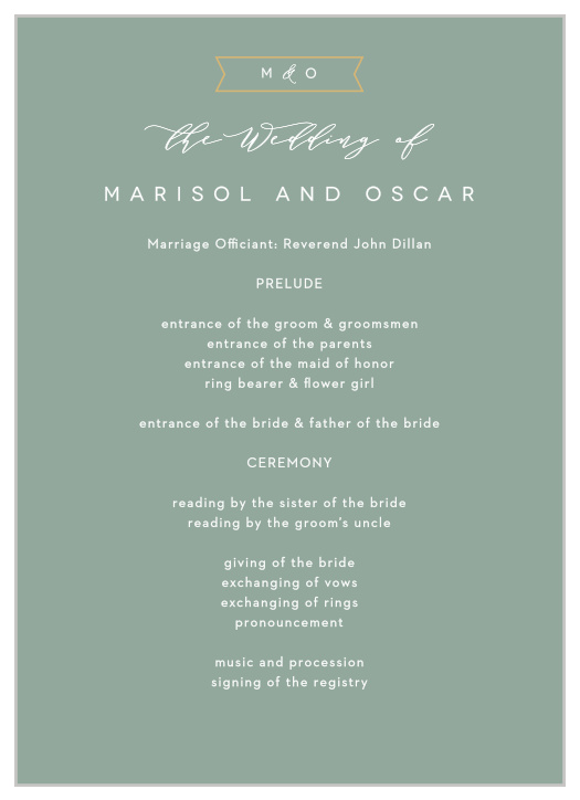 Contemporary Banner Wedding Programs