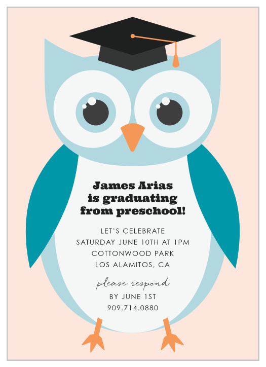 Who’s about to graduate? Your little one! Celebrate and invite friends and family to celebrate with our Scholastic Owl Graduation Invitations. 