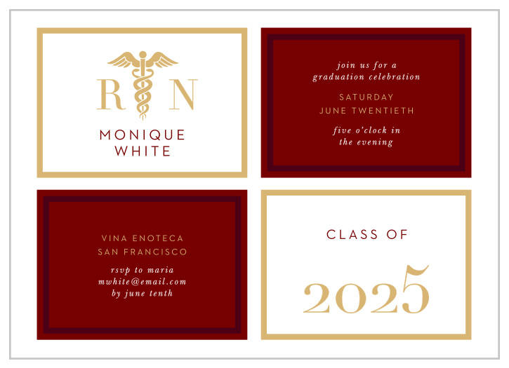 Request the presence of family and friends to come and support you on your big day with our Nursing Grid Graduation Invitations. 