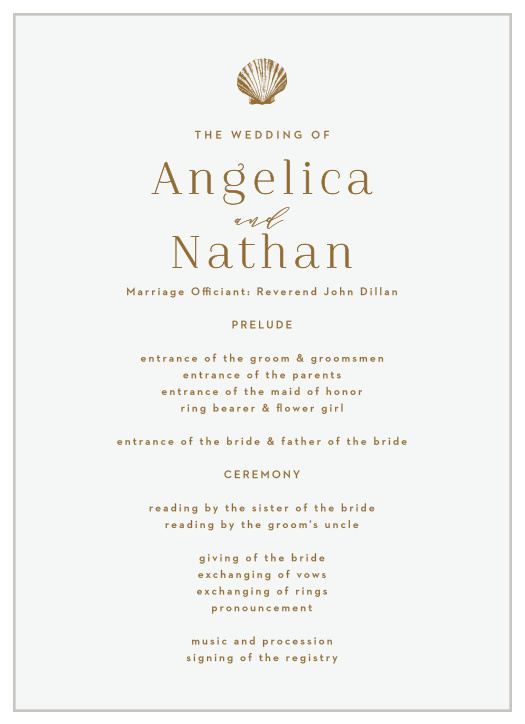 Tiny Seashell Wedding Programs