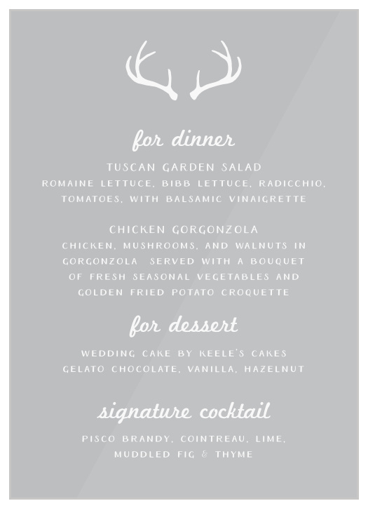 Rustic Antlers Clear Wedding Menus